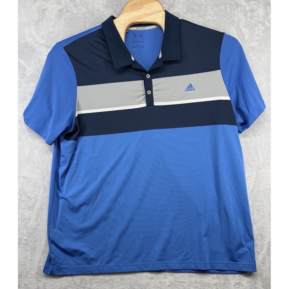 Adidas Golf Climacool Performance Polo Shirt Colorblock Blue Men's Size 2XL
